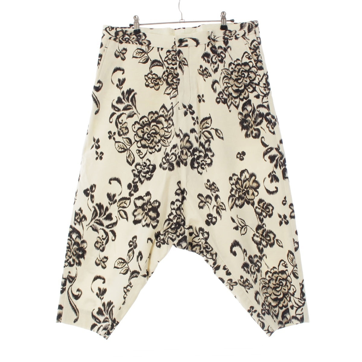 COMME des GARCONS HOMME PLUS FLORAL PRINT CROPPED cotton Pants Sarouel bottoms PI-P029 White black S