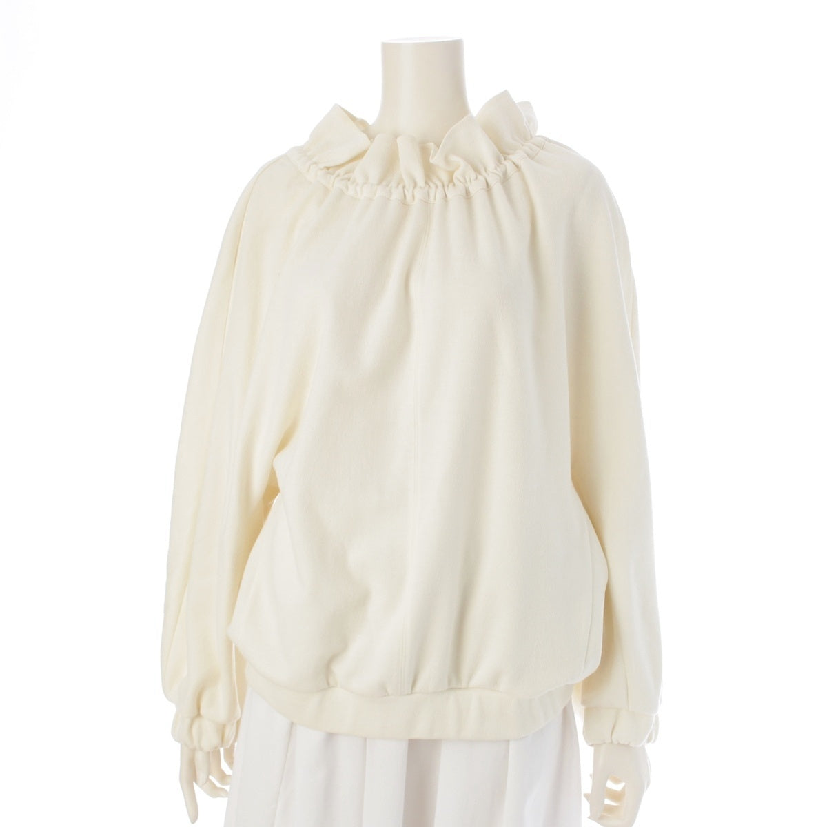 Drawer wool Frill Drawcord Long Sleeve Sweatshirt tops 6512-299-0721 off white 1