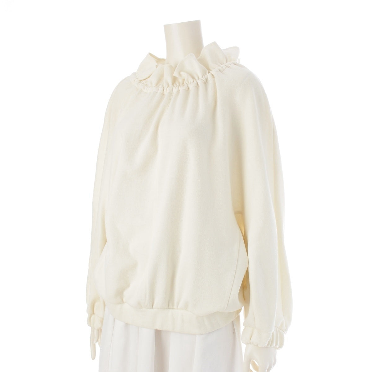 Drawer wool Frill Drawcord Long Sleeve Sweatshirt tops 6512-299-0721 off white 1