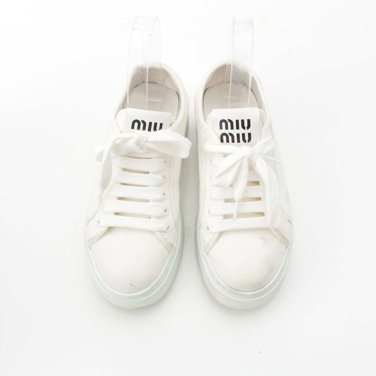 MIUMIU FLATFORM canvas Thick sole low top sneakers 151 white 36