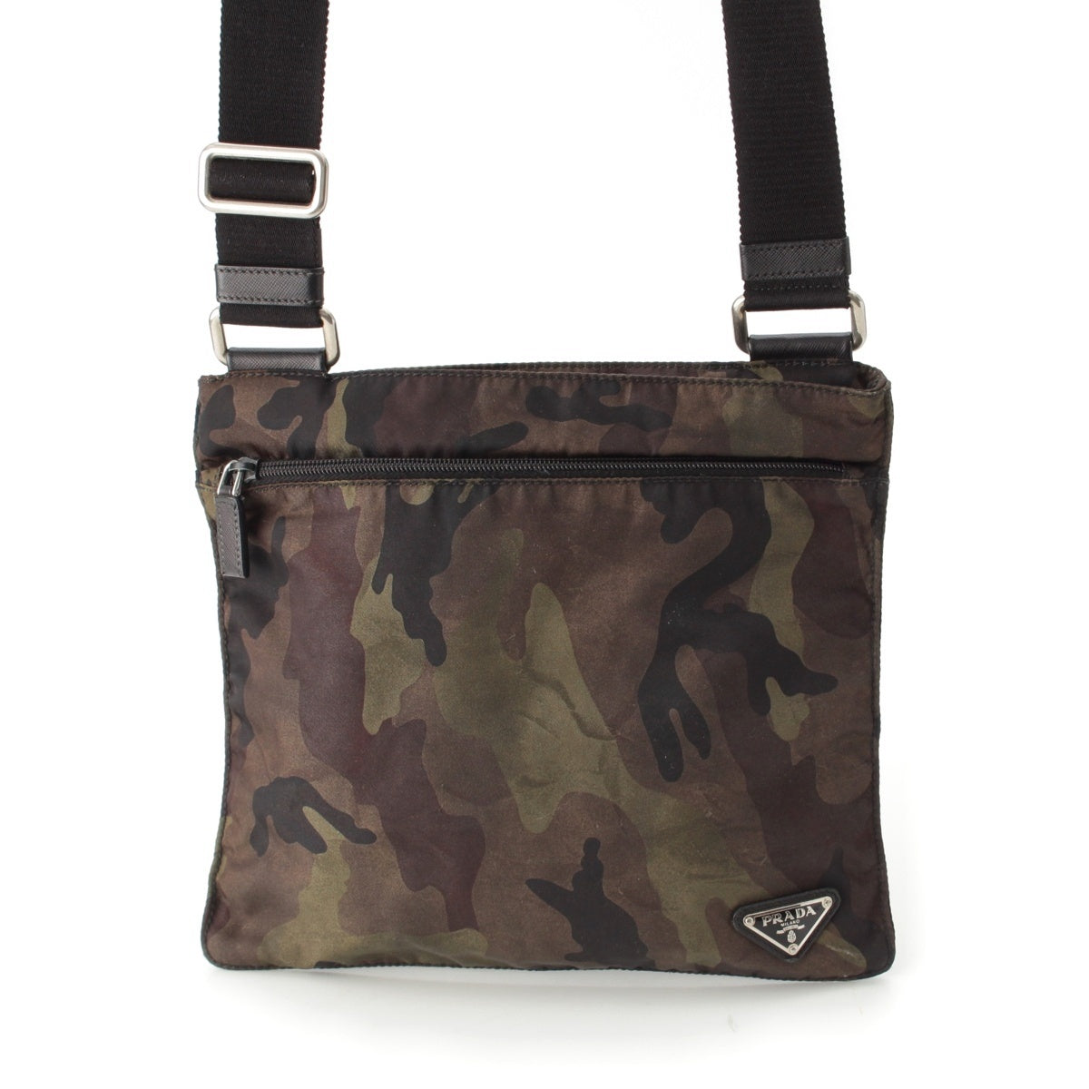 PRADA Nylon Triangle logo camouflage pattern Shoulder Bag green