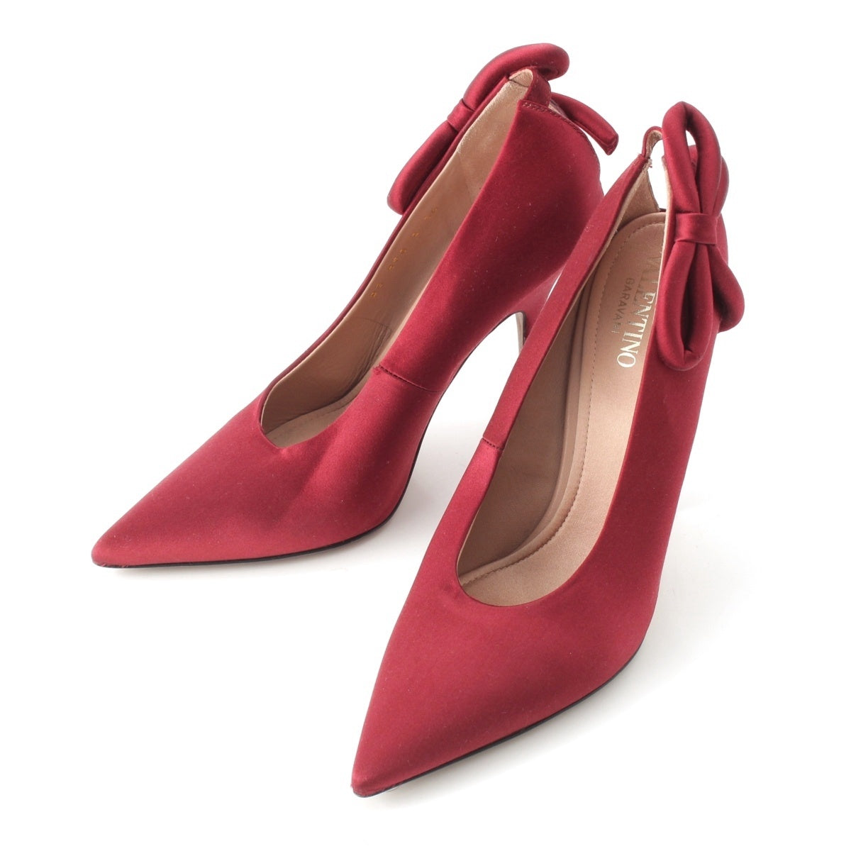 VALENTINO Garavani Nite-Out Satin cut out pumps Shoes heel Bordeaux wine red 36