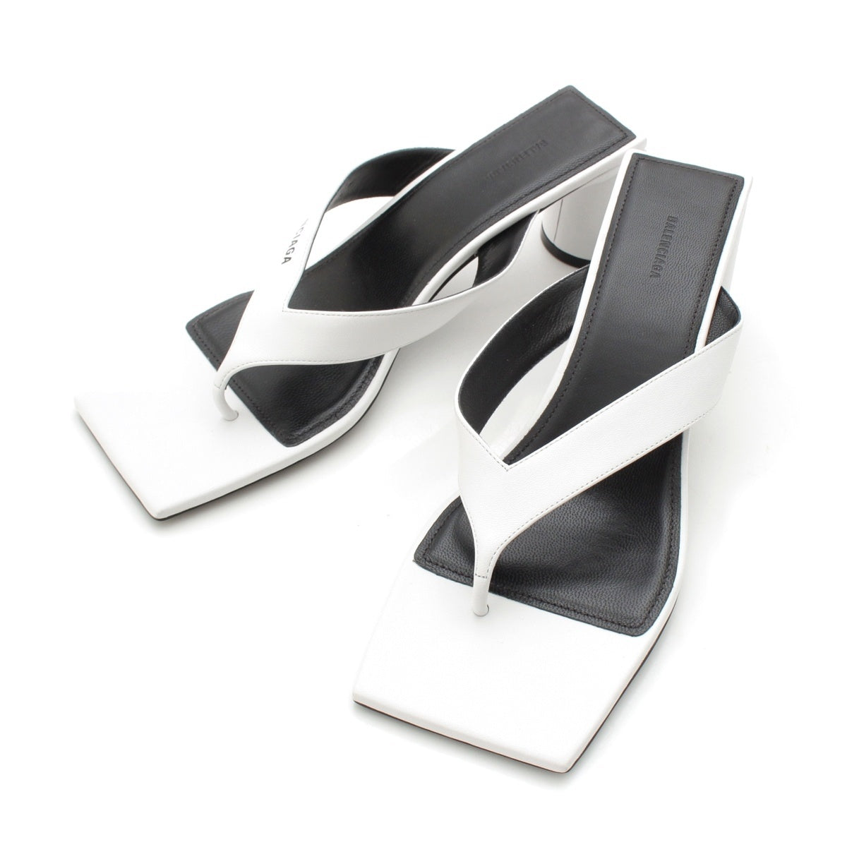 BALENCIAGA WAWNA leather square toe Sandals 609639 white 39.5