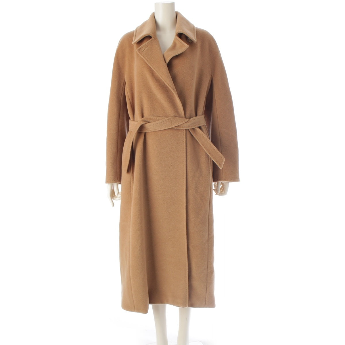 MAX MARA Wool cashmere blend long with belt coat outer Brown 40