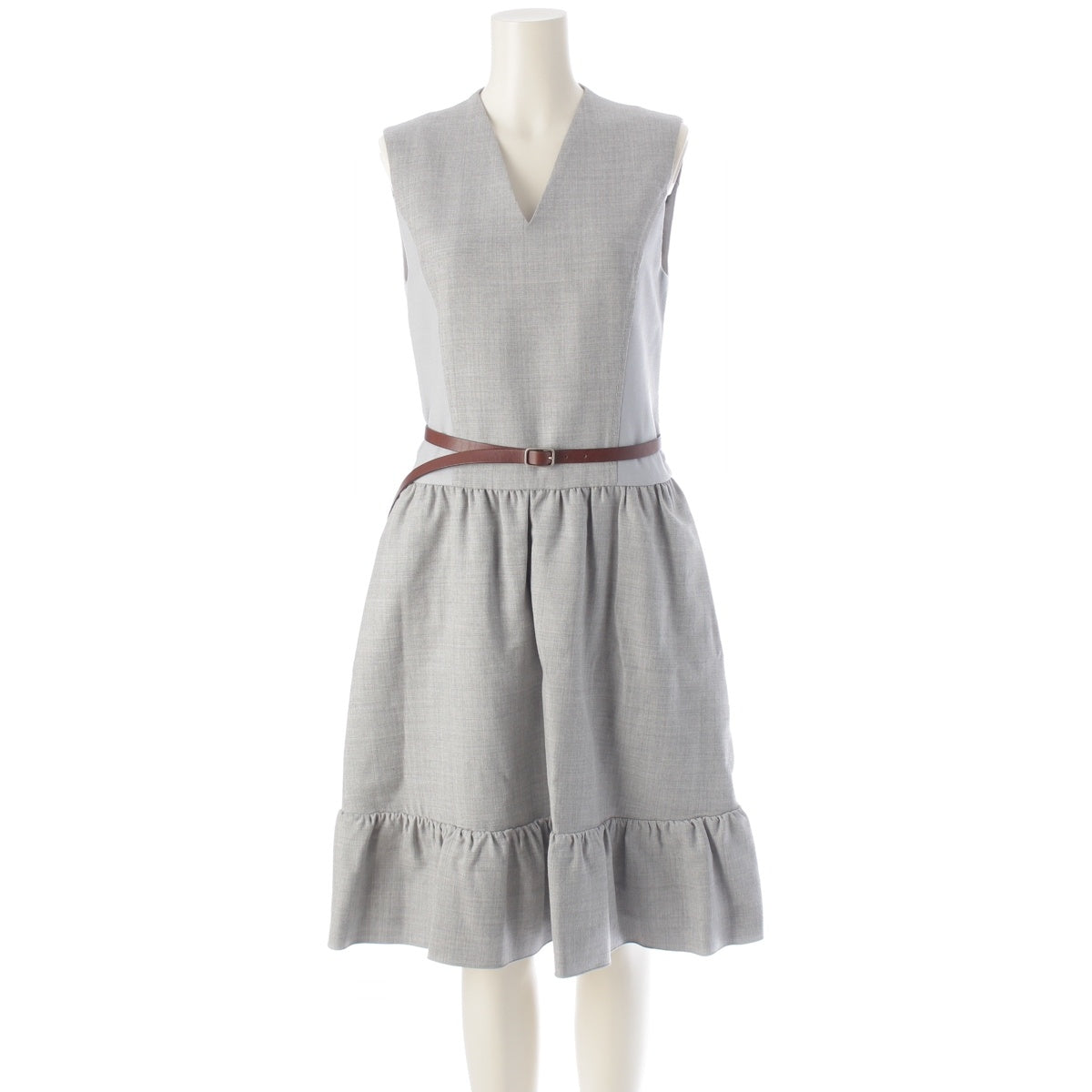 FOXEY wool V-neck sleeveless one piece 40300 gray 38