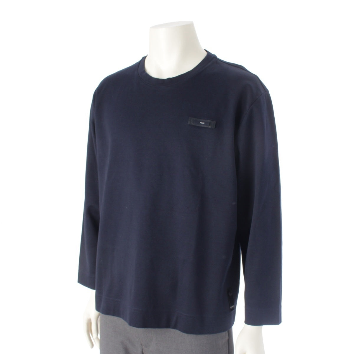 FENDI cotton logo patch long sleeves Cut tops 12CPF Navy L
