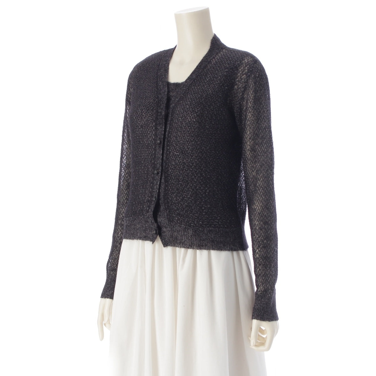 Christian Dior knit Bee Embroidered Long Sleeve Cardigan and Sleeveless Top Twin Set ensemble black