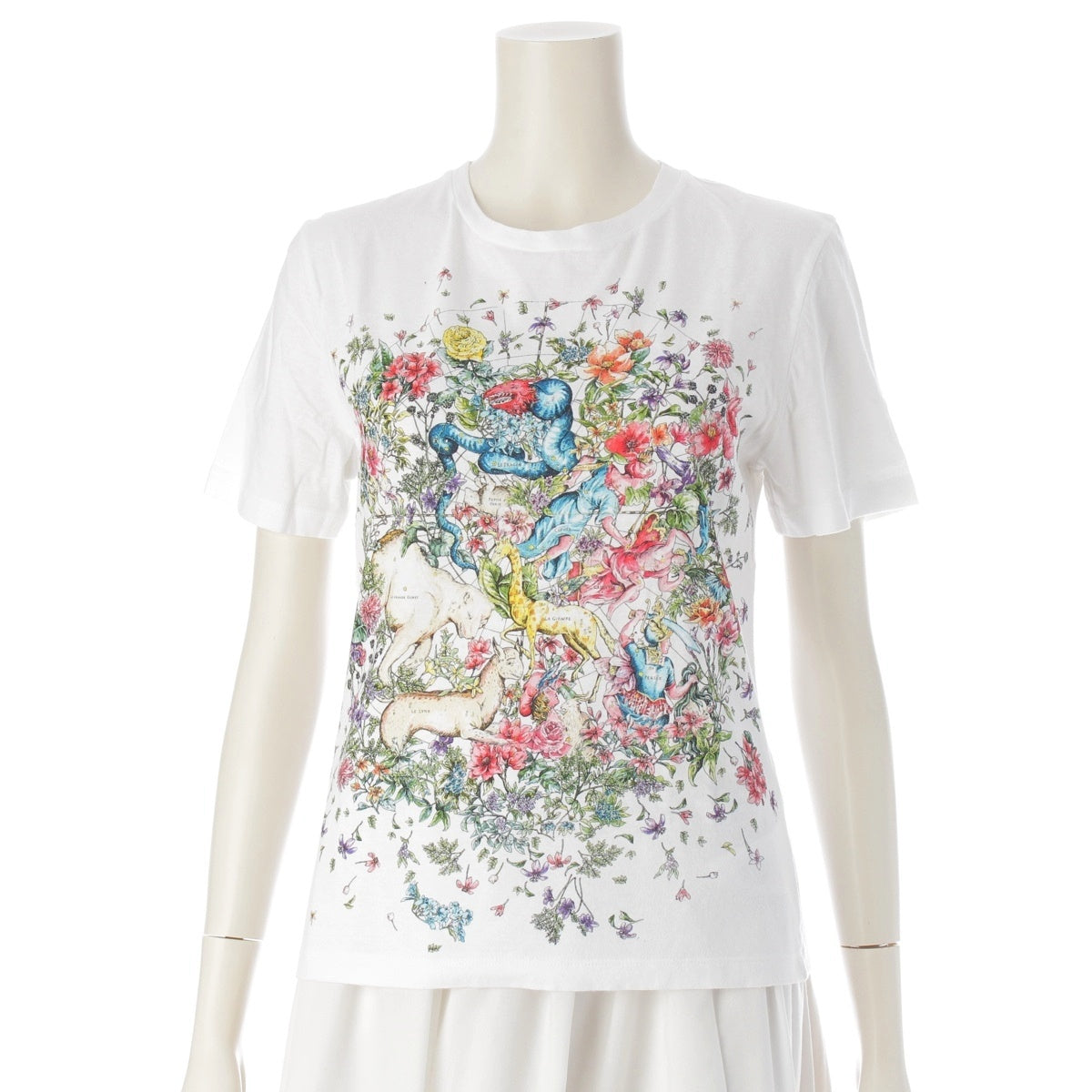 Christian Dior D-Constellation Flower and Constellation Print Short sleeve T-shirt tops 243T12A4456 white XS