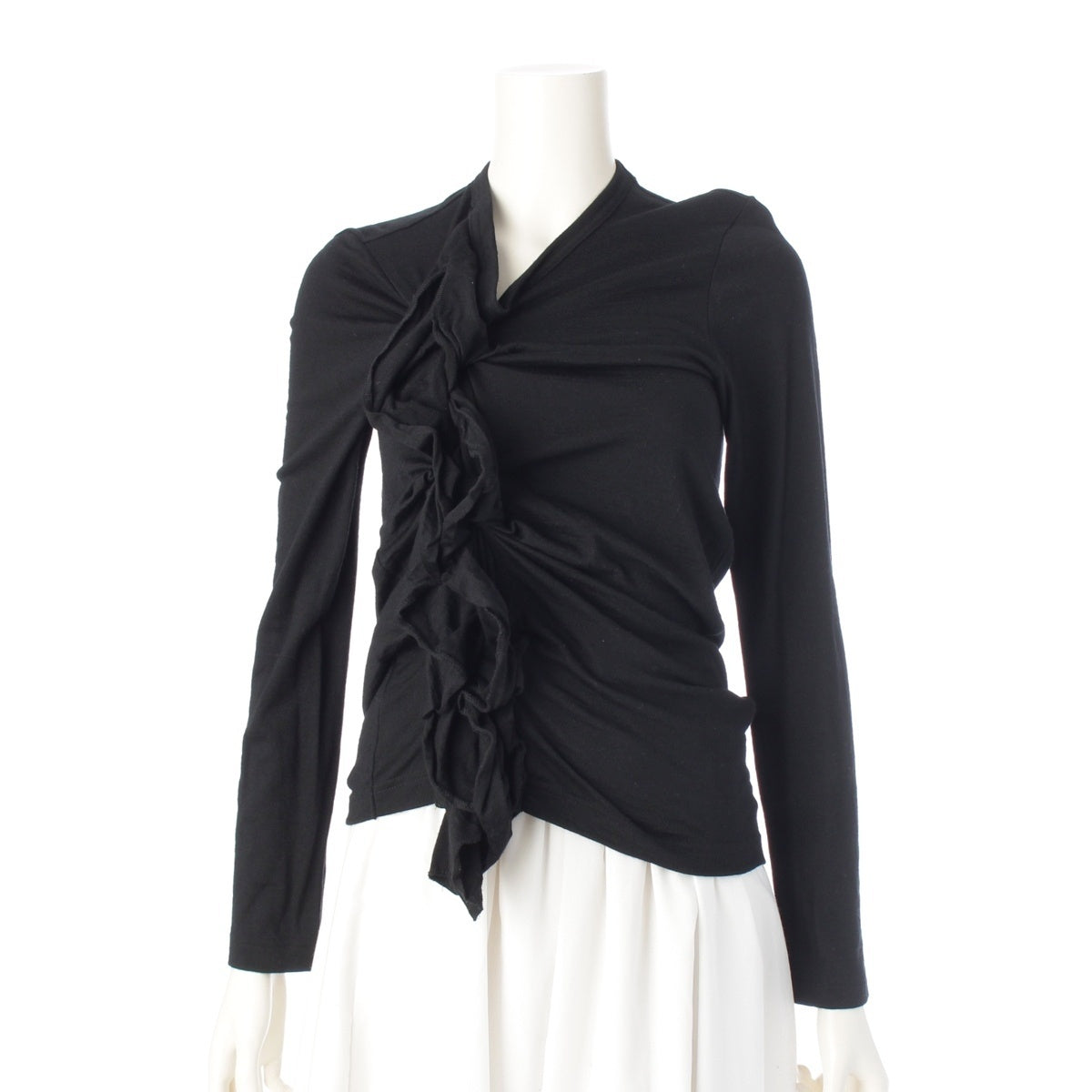 COMME des GARCONS wool Ruffled, irregular, long sleeves Cut tops GH-T060 black XS
