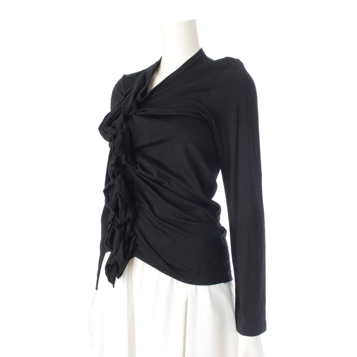 COMME des GARCONS wool Ruffled, irregular, long sleeves Cut tops GH-T060 black XS