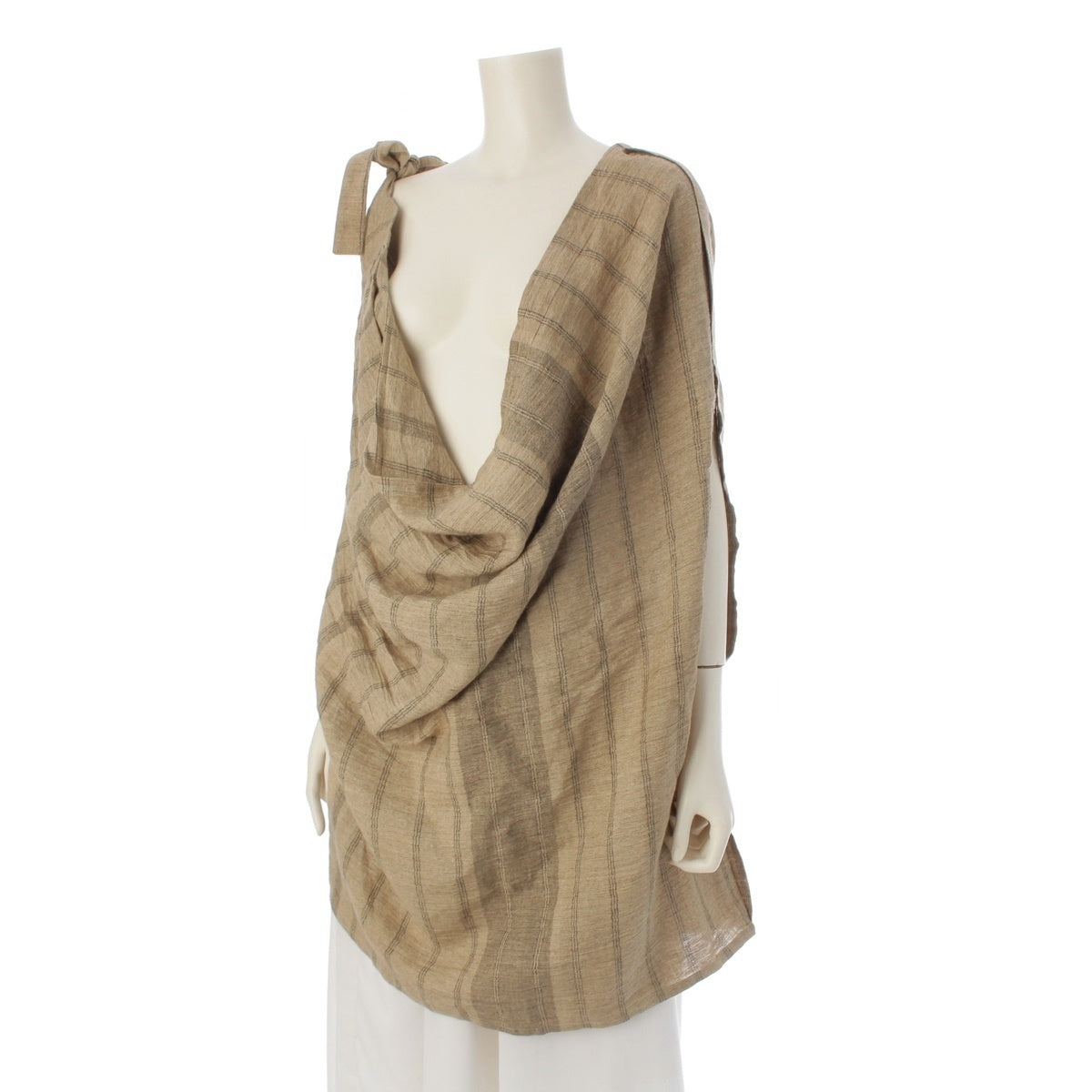 ISSEY MIYAKE linen Brush tag deformed pullover apron Best Jacket Multi-Tops JV82094 beige 9