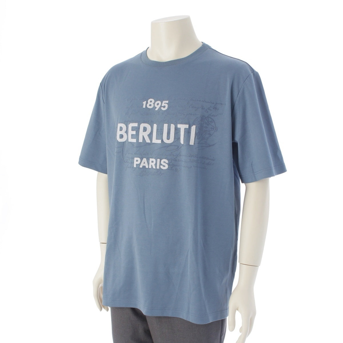 Berluti cotton Logo Calligraphy Short sleeve T-shirt tops blue L
