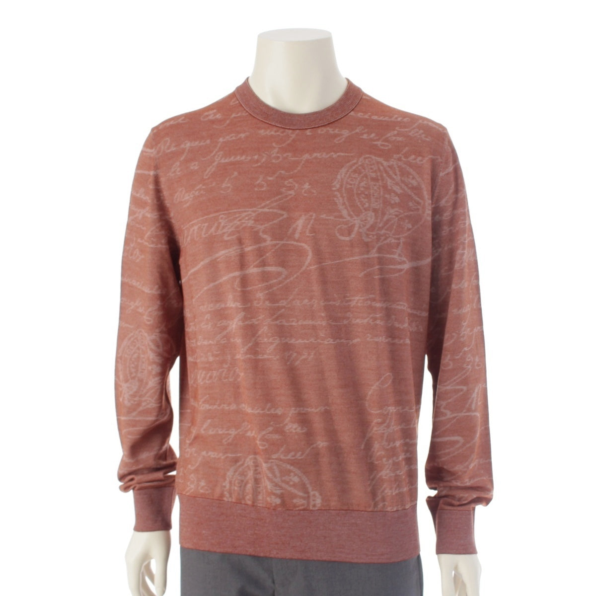 Berluti Wool x nylon Calligraphy Light Scritto Crewneck knit tops R27KRL229YWDN Red L