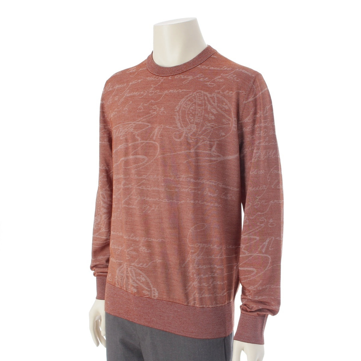 Berluti Wool x nylon Calligraphy Light Scritto Crewneck knit tops R27KRL229YWDN Red L