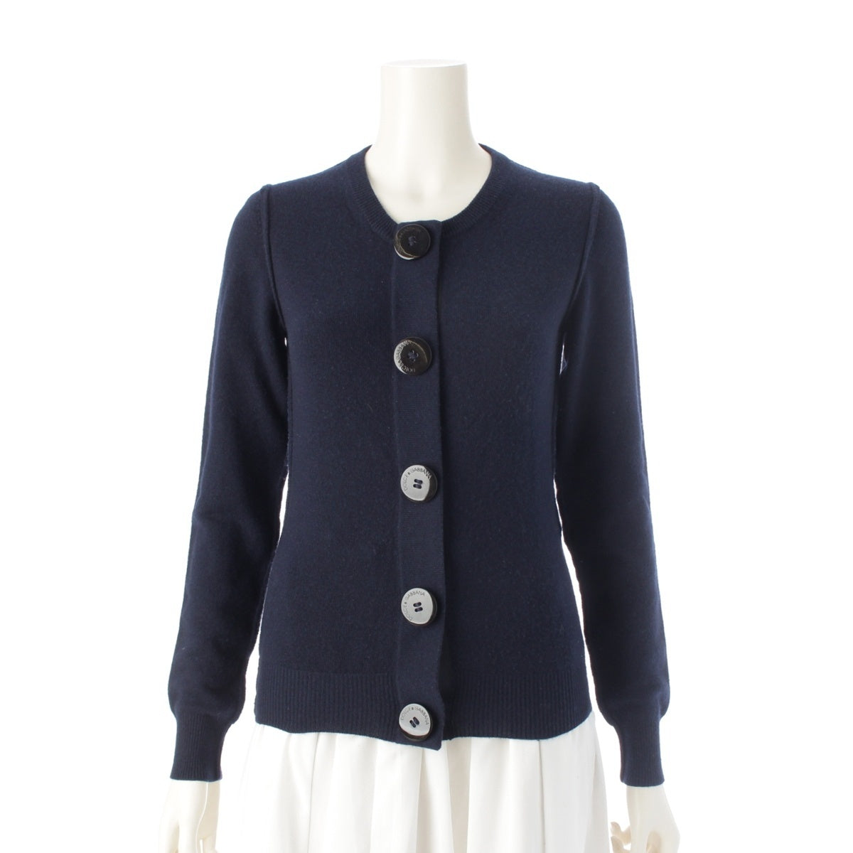 DOLCE&GABBANA cashmere Logo button knit tops F0C93K Navy 38