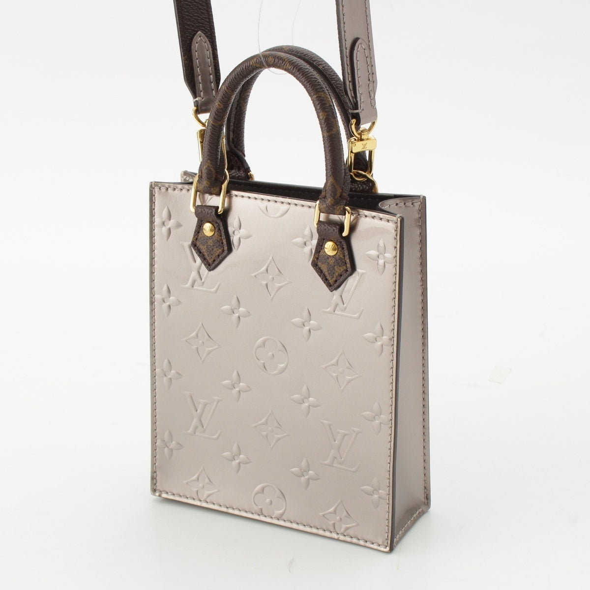 LOUIS VUITTON Monogram Vernis Petit Sac Plat 2WAY Shoulder Bag M90564 Gray
