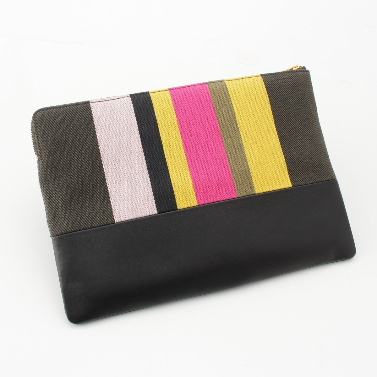 CELINE Leather canvas Pouch Clutch bag multicolor