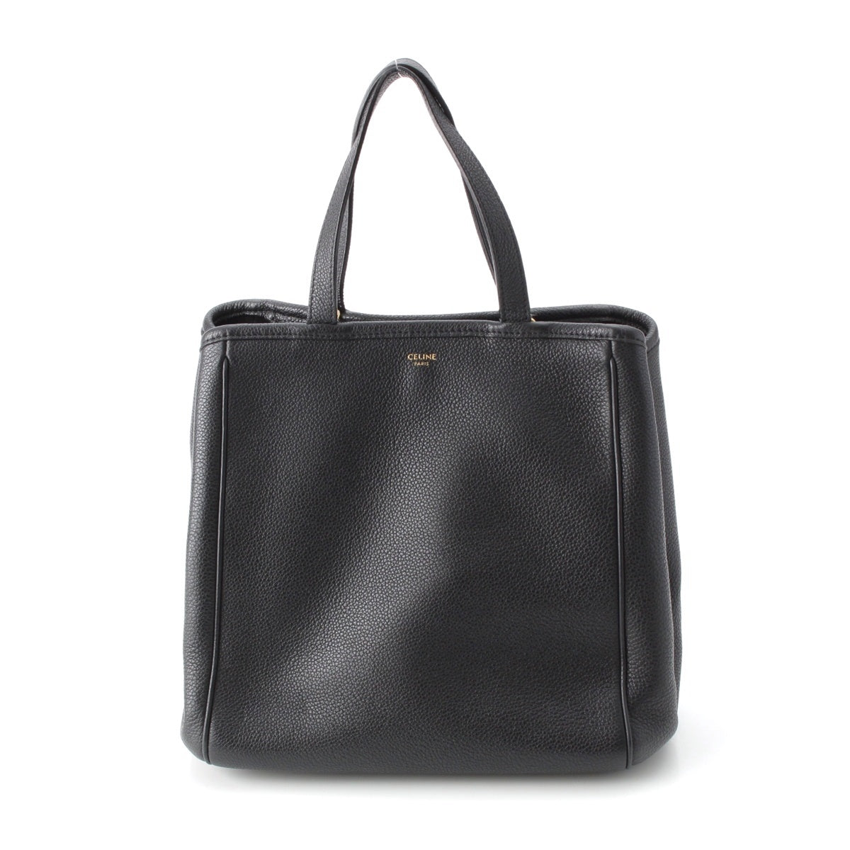 CELINE leather small fold hippo Handbag black