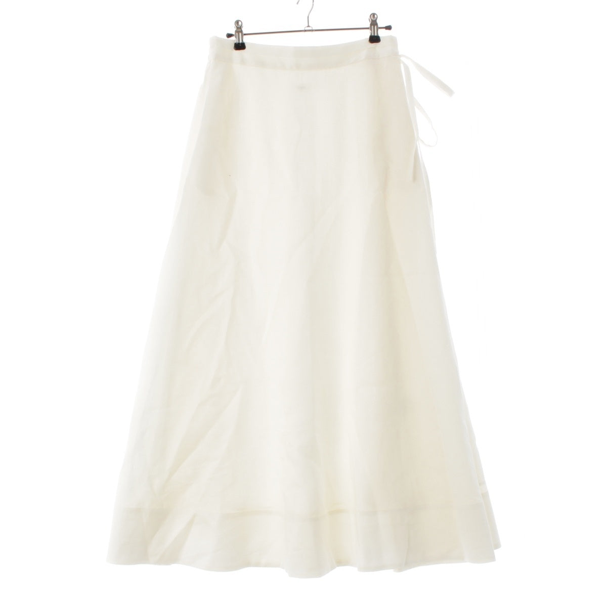 ebure linen Ramie Satin Flare Long skirt Bottoms 4110500180 white 38