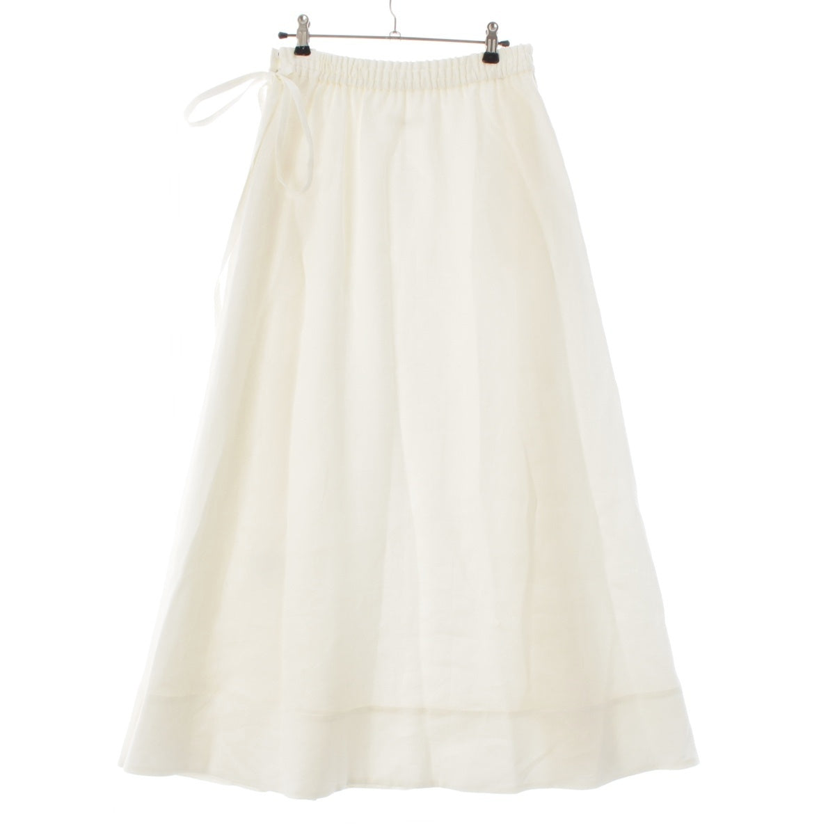 ebure linen Ramie Satin Flare Long skirt Bottoms 4110500180 white 38