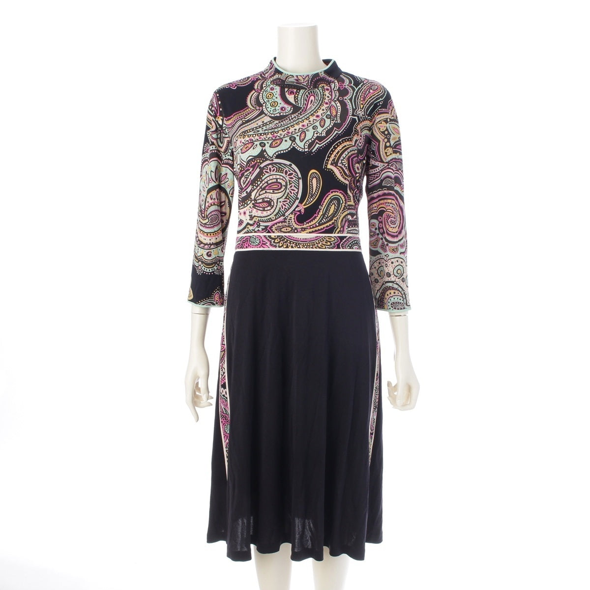 LEONARD Cancan material Paisley Pattern Jersey one piece dress 0120242 black 40