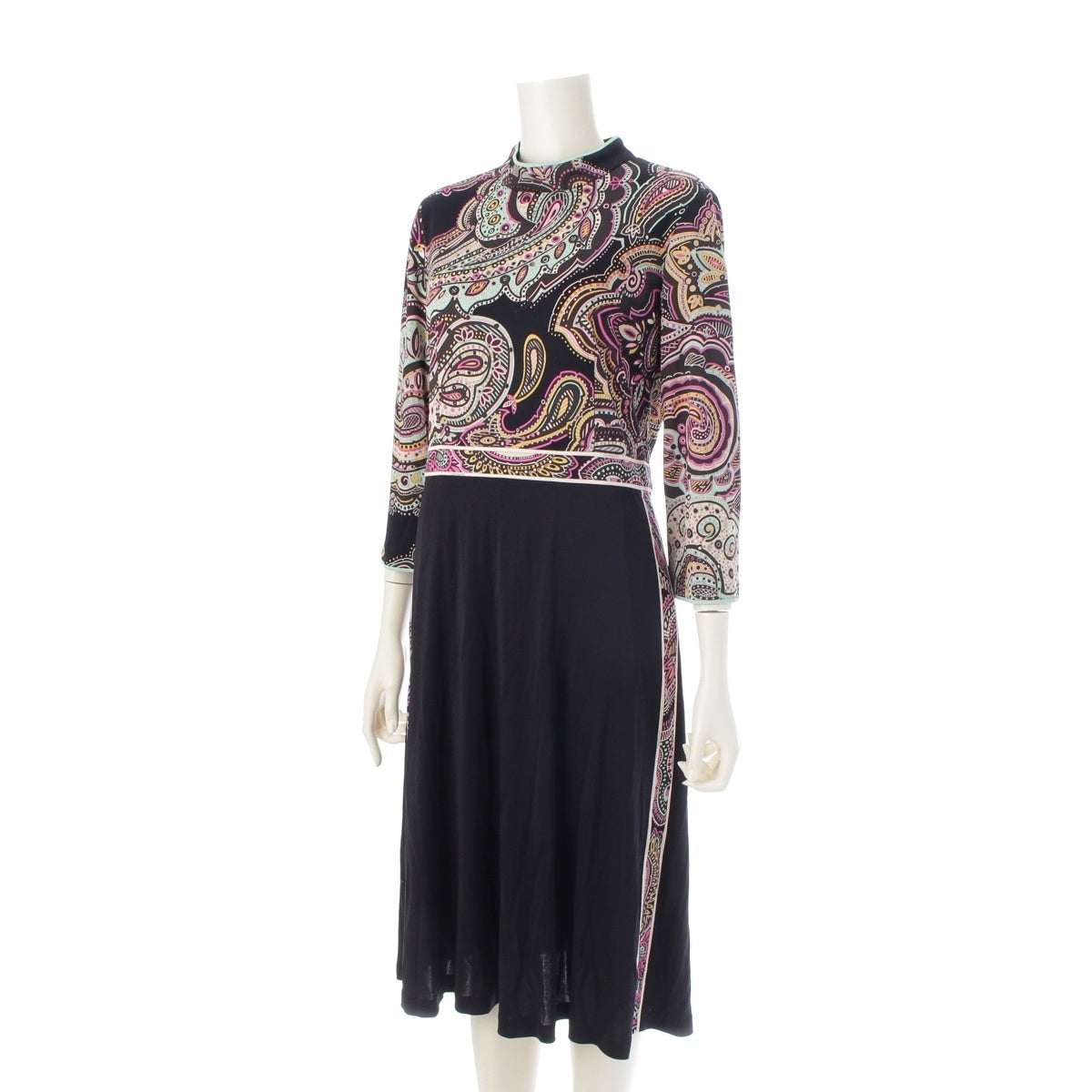 LEONARD Cancan material Paisley Pattern Jersey one piece dress 0120242 black 40