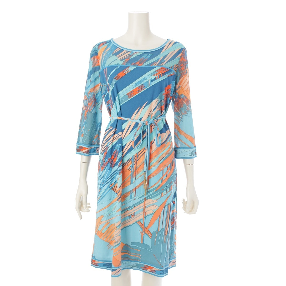 LEONARD Cancan material with belt, all-over pattern one piece 0130268 blue 40