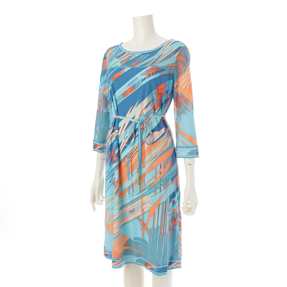 LEONARD Cancan material with belt, all-over pattern one piece 0130268 blue 40