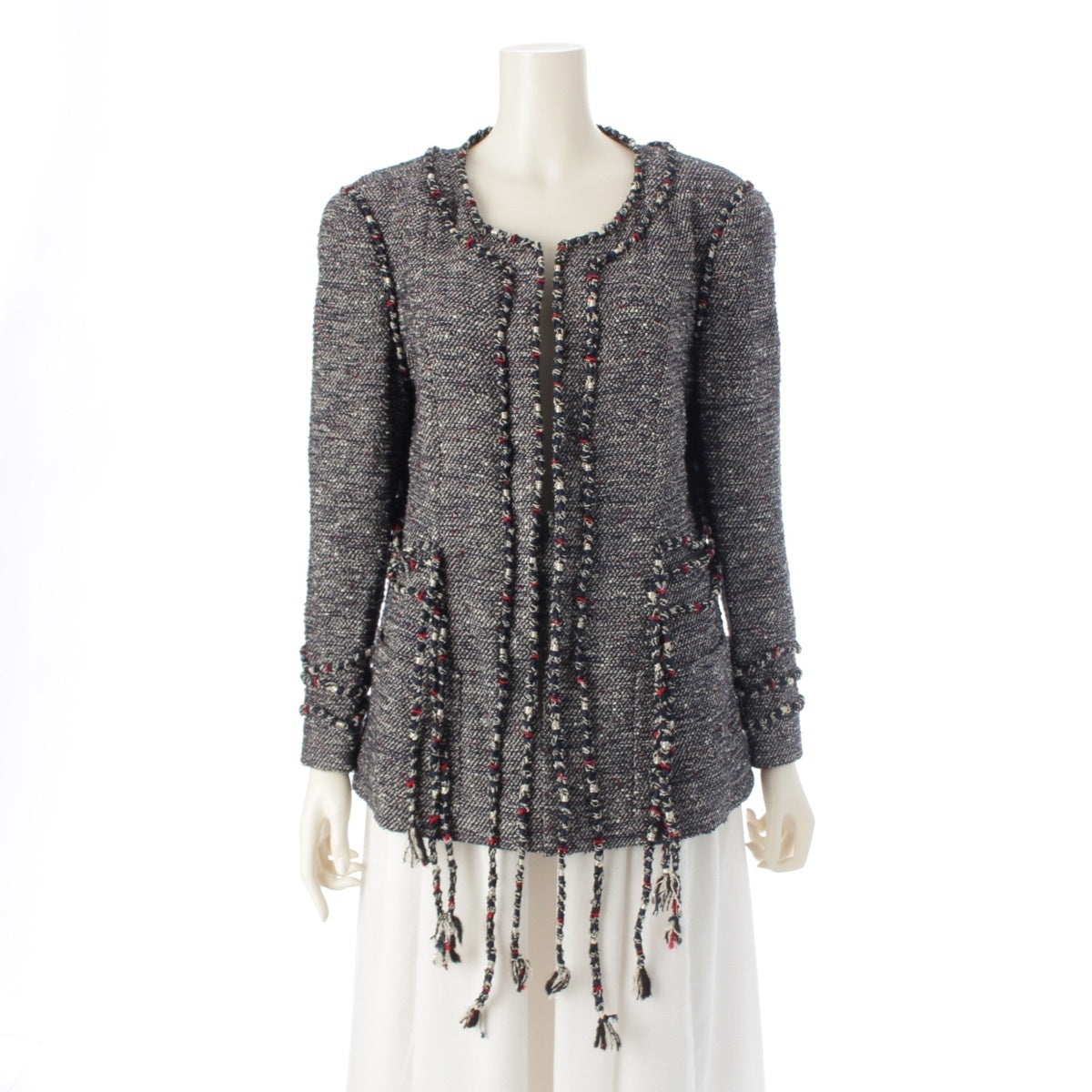 CHANEL Nylon cotton blend Lining: all-over patterned tweed No color jacket P37633V27256 Navy 48