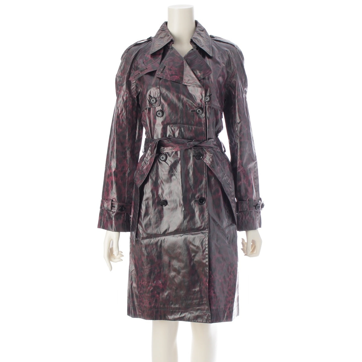 DOLCE&GABBANA silk Leopard Pattern Long coat outer Bordeaux 36