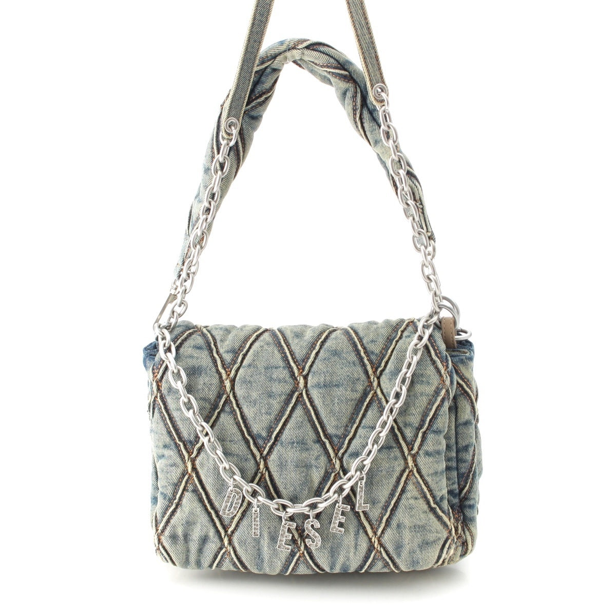 DIESEL denim Charm D Shoulder Bag Light blue