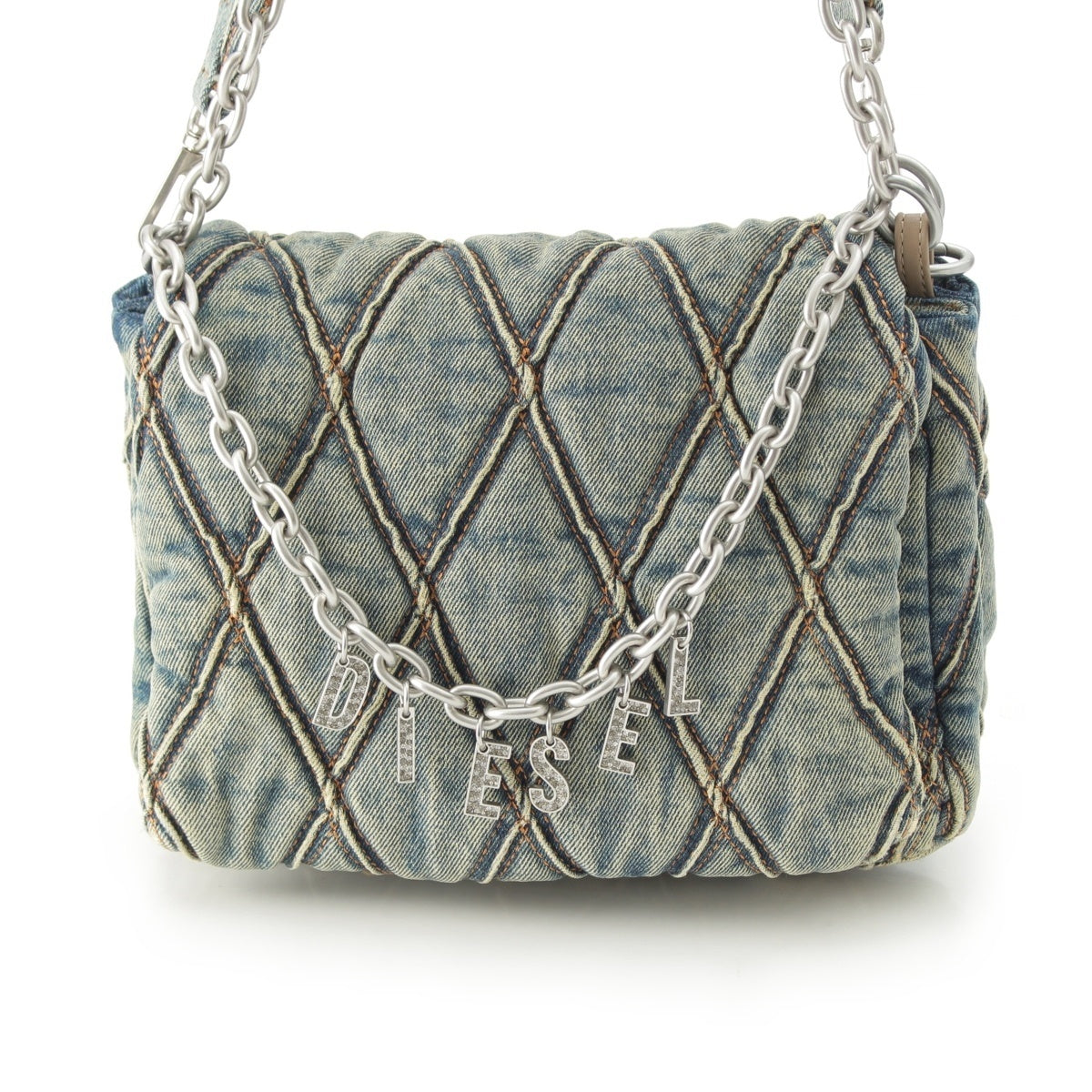 DIESEL denim Charm D Shoulder Bag Light blue
