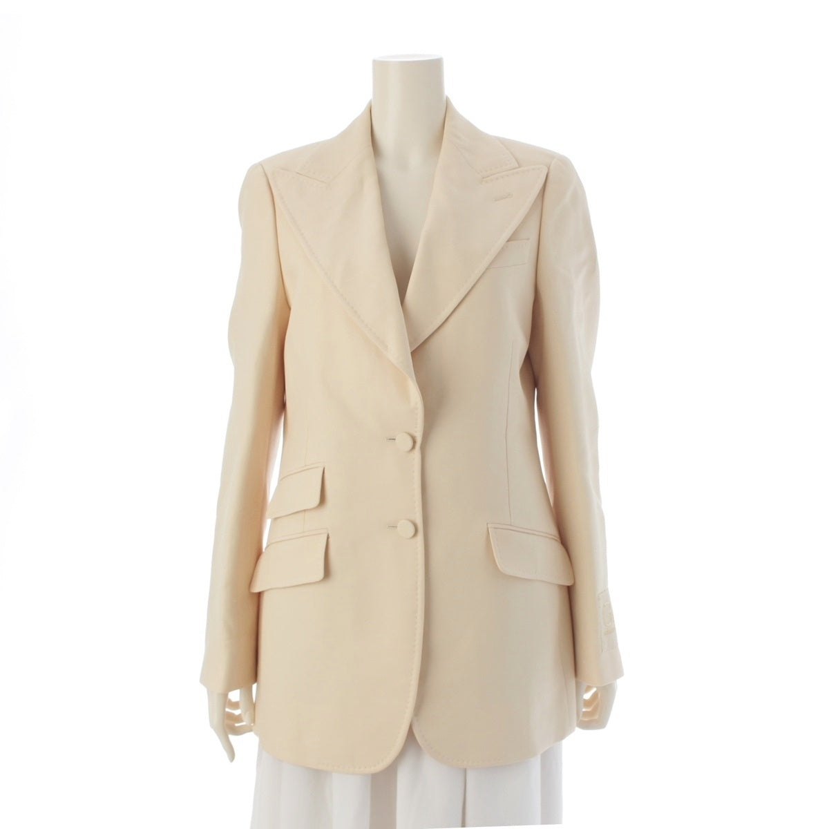 GUCCI Wool silk tailored jacket Ivory 42