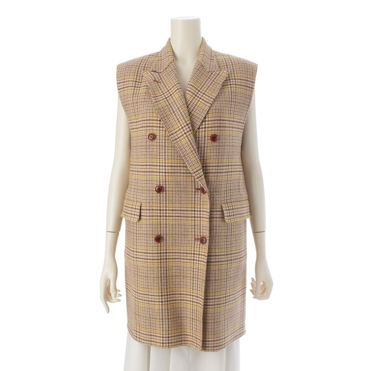 Drawer Cashmere blend wool Glen Check Gilet Best 6525-299-0795 beige 36
