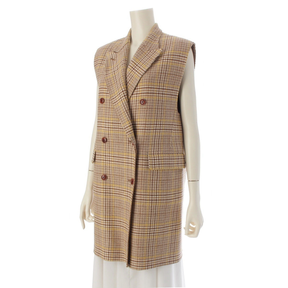 Drawer Cashmere blend wool Glen Check Gilet Best 6525-299-0795 beige 36