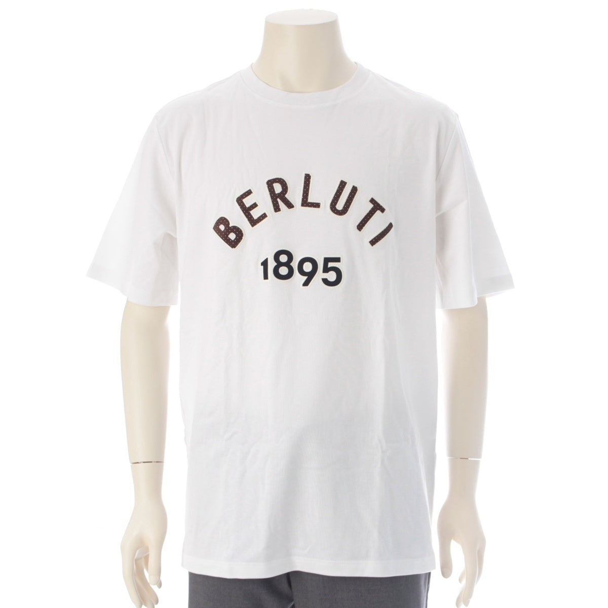 Berluti cotton Embroidery logo Short sleeve T-shirt tops R25JRS105JAEK white L