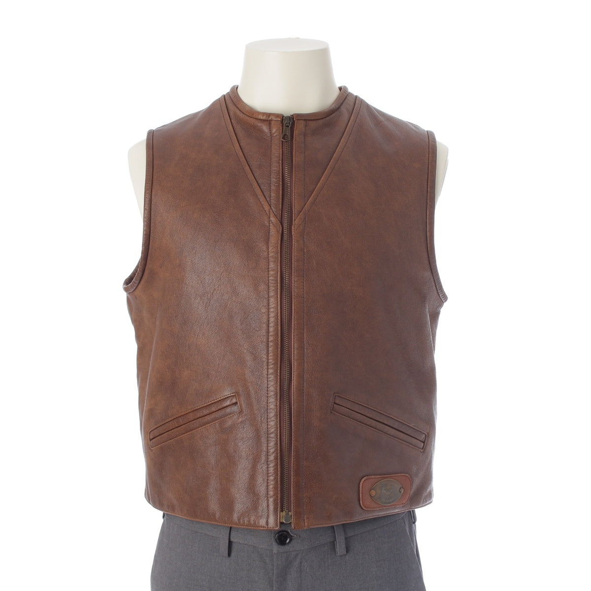 Emporio Armani leather Zip up Best outer Brown 48