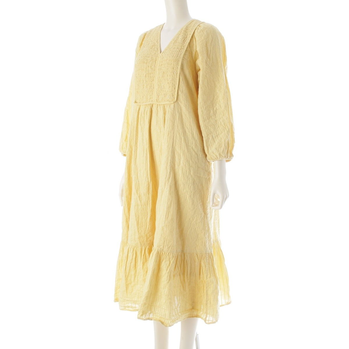 Sara Mallika cotton Salamarica striped jacquard dress one piece 020451SK1 yellow S