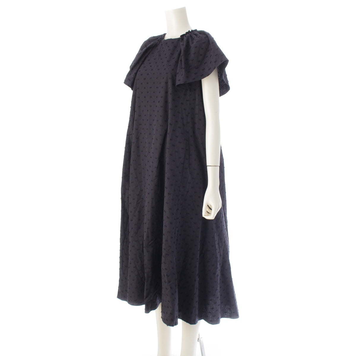 Drawer cotton Cut Jacquard Flare Sleeve Dot Pattern one piece 6526-299-1533 black 36