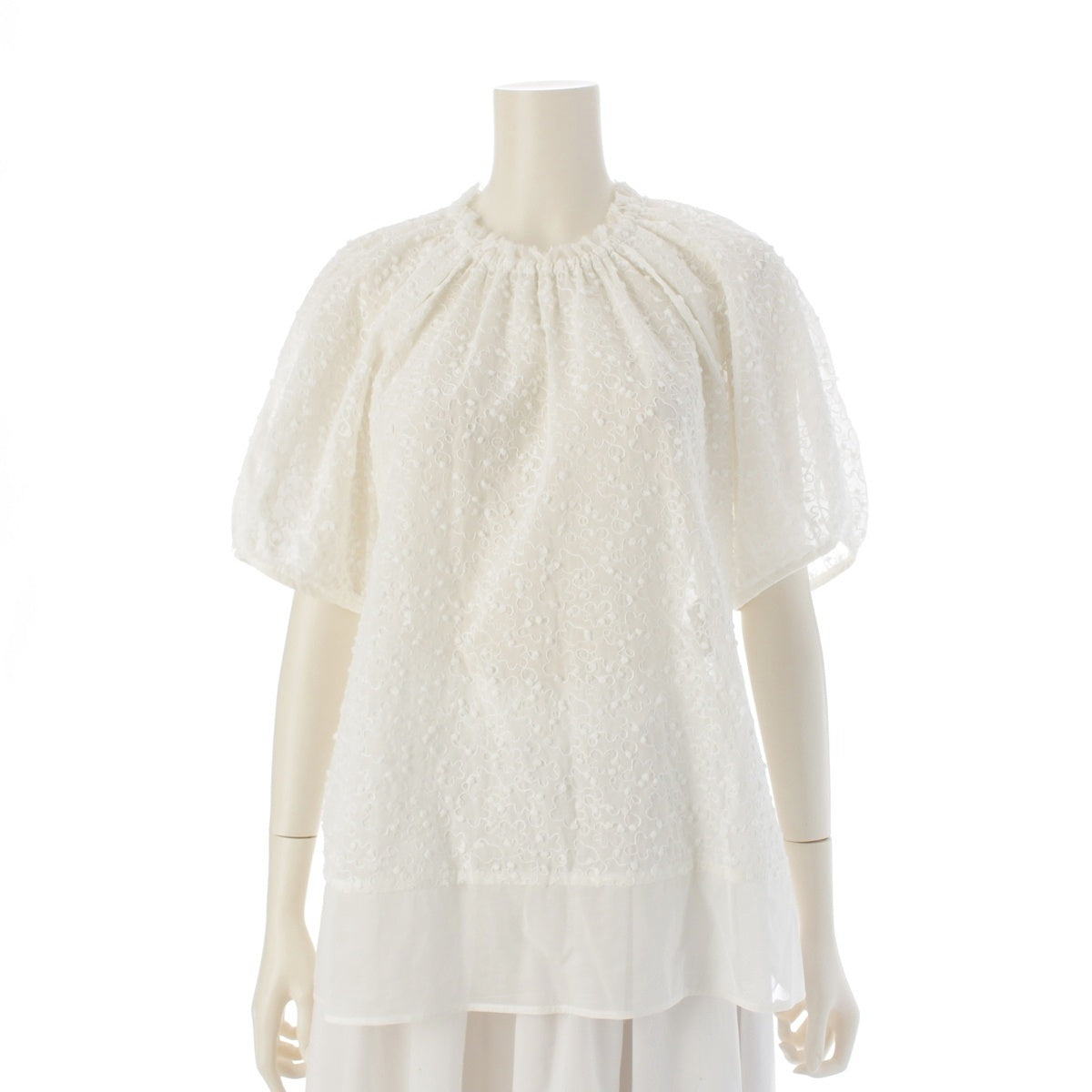 Drawer cotton Sheer Embroidered Floral Print blouse 6521-299-1319 white 38