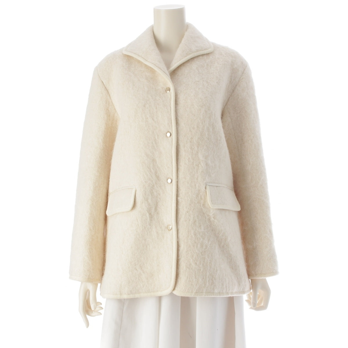 Drawer wool alpaca Shaggy coat outer 6522-299-0812 Off-white Ivory 36