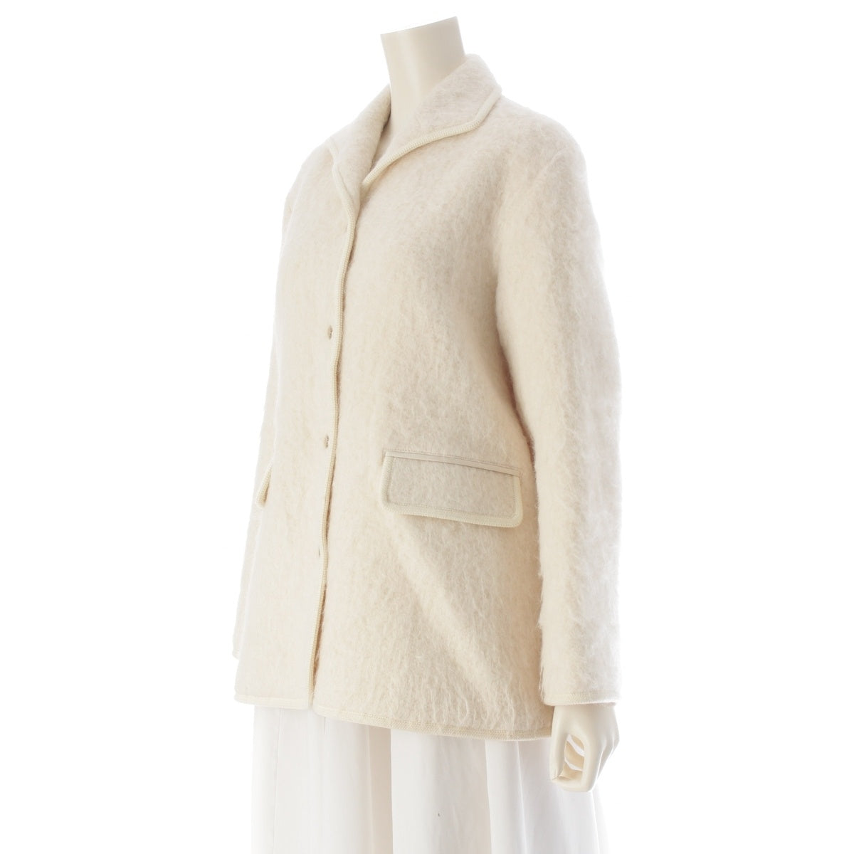 Drawer wool alpaca Shaggy coat outer 6522-299-0812 Off-white Ivory 36