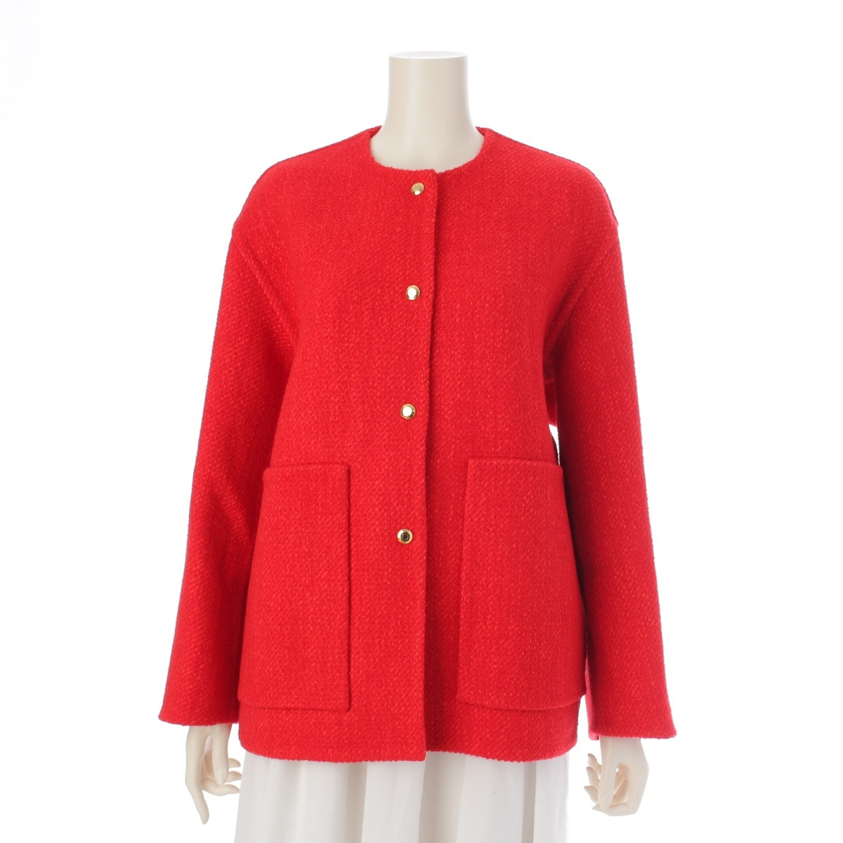 Drawer Wool Acrylic Nylon Tweed Kenuki Jacket 6522-234-0809 Red 36