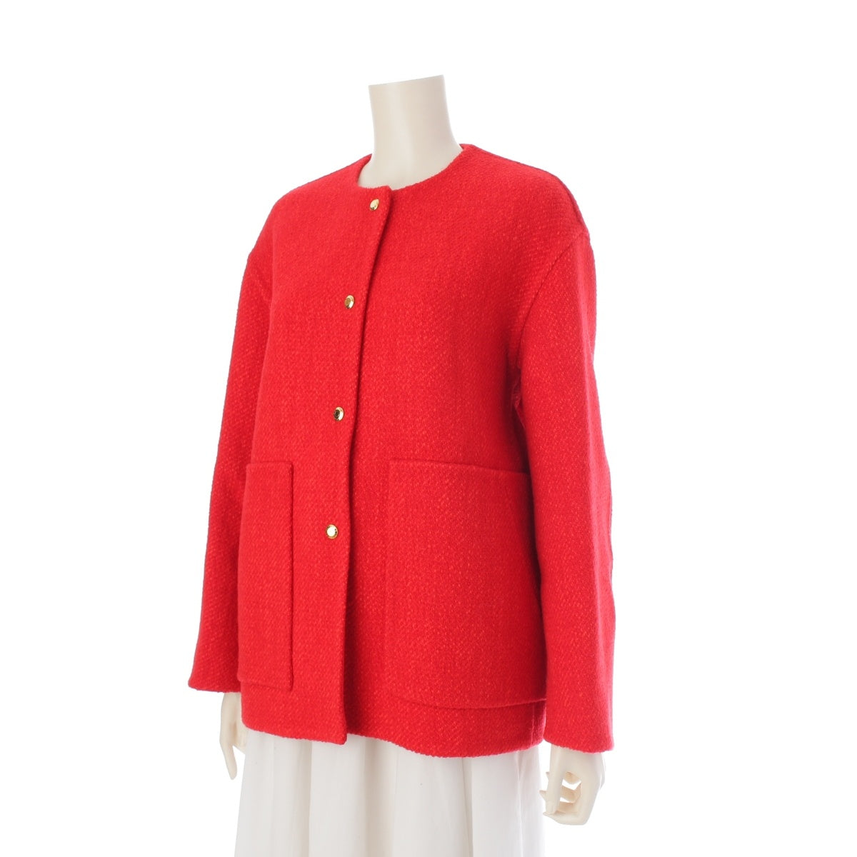 Drawer Wool Acrylic Nylon Tweed Kenuki Jacket 6522-234-0809 Red 36