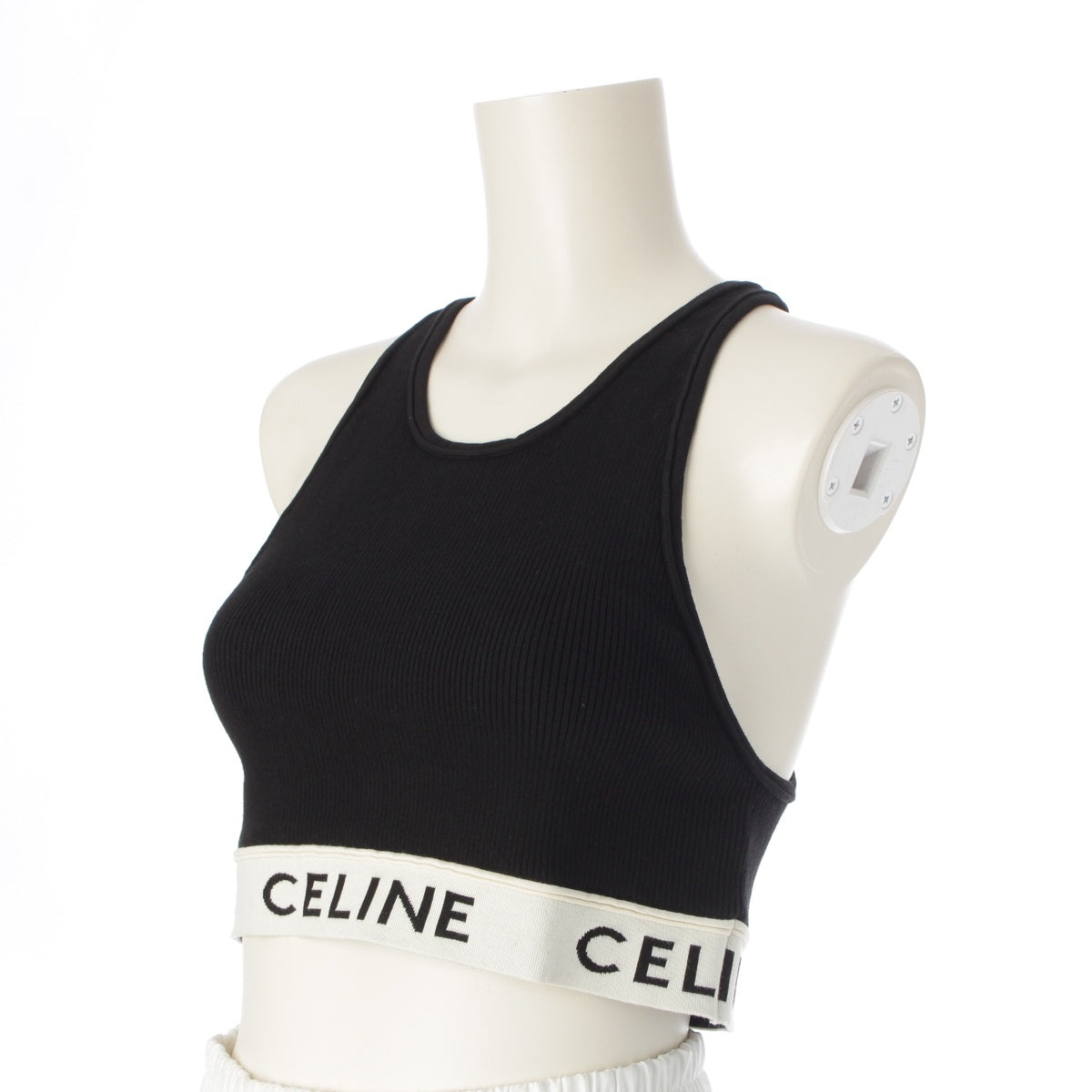 CELINE cotton logo cropped Tank top Sleeveless top 2A68L372N Black White M