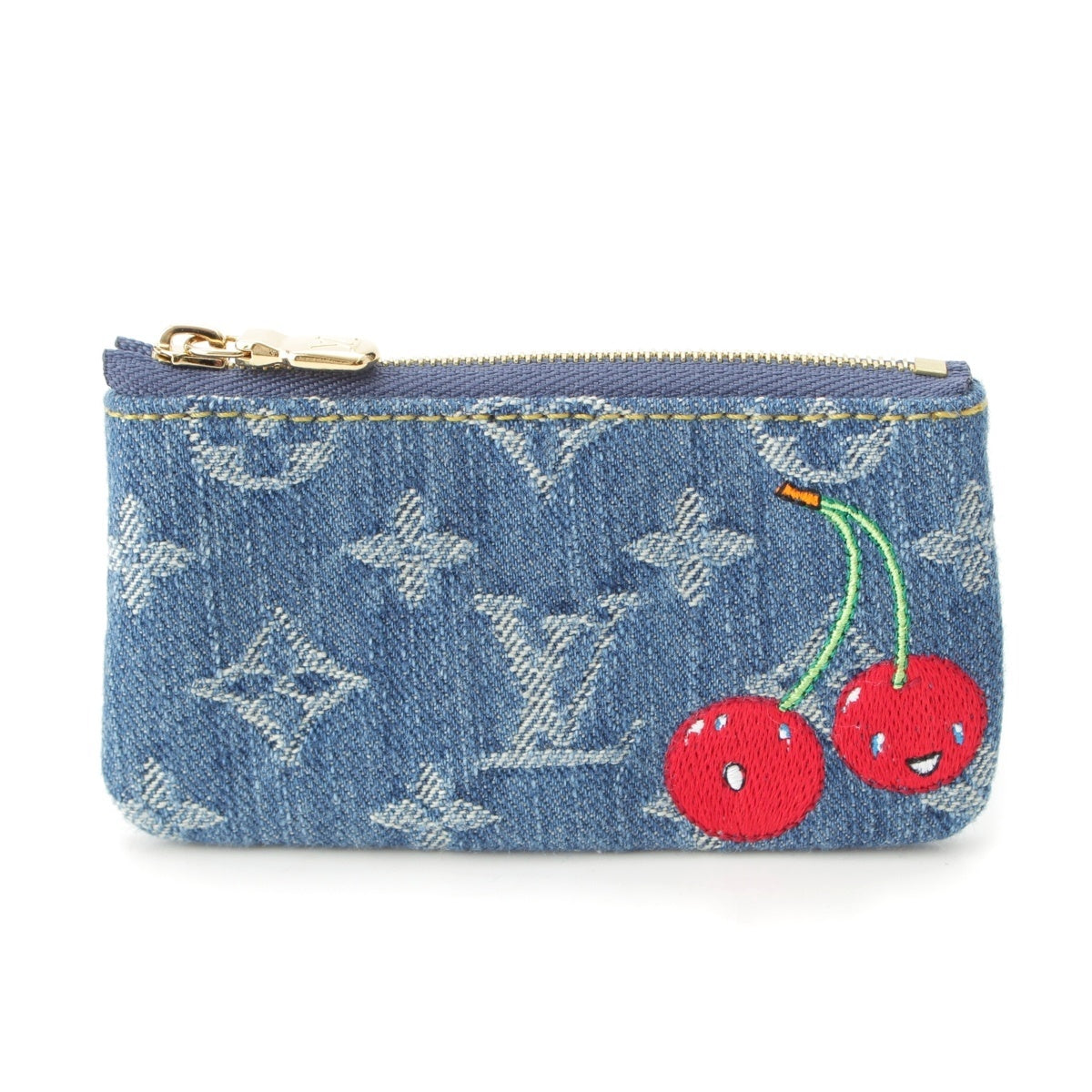 LOUIS VUITTON denim Takashi Murakami Pochette Cle Coin case M14938 blue