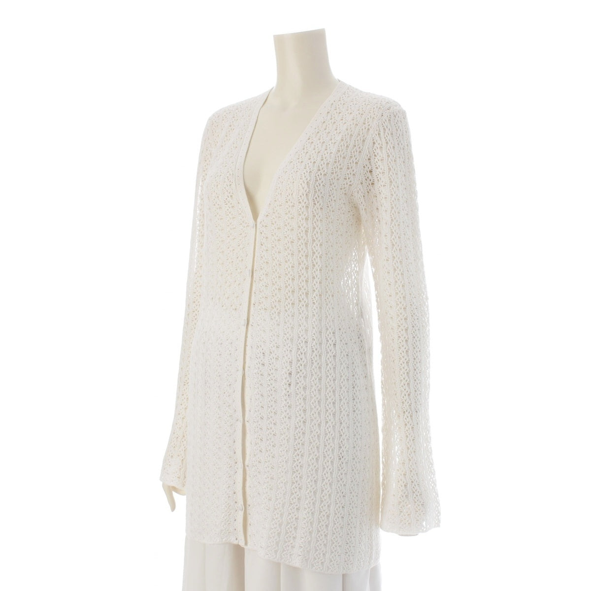 Chloe Flare Sleeve Crochet Long Sleeve Knit cardigan CHC24UMC2530107S off white S