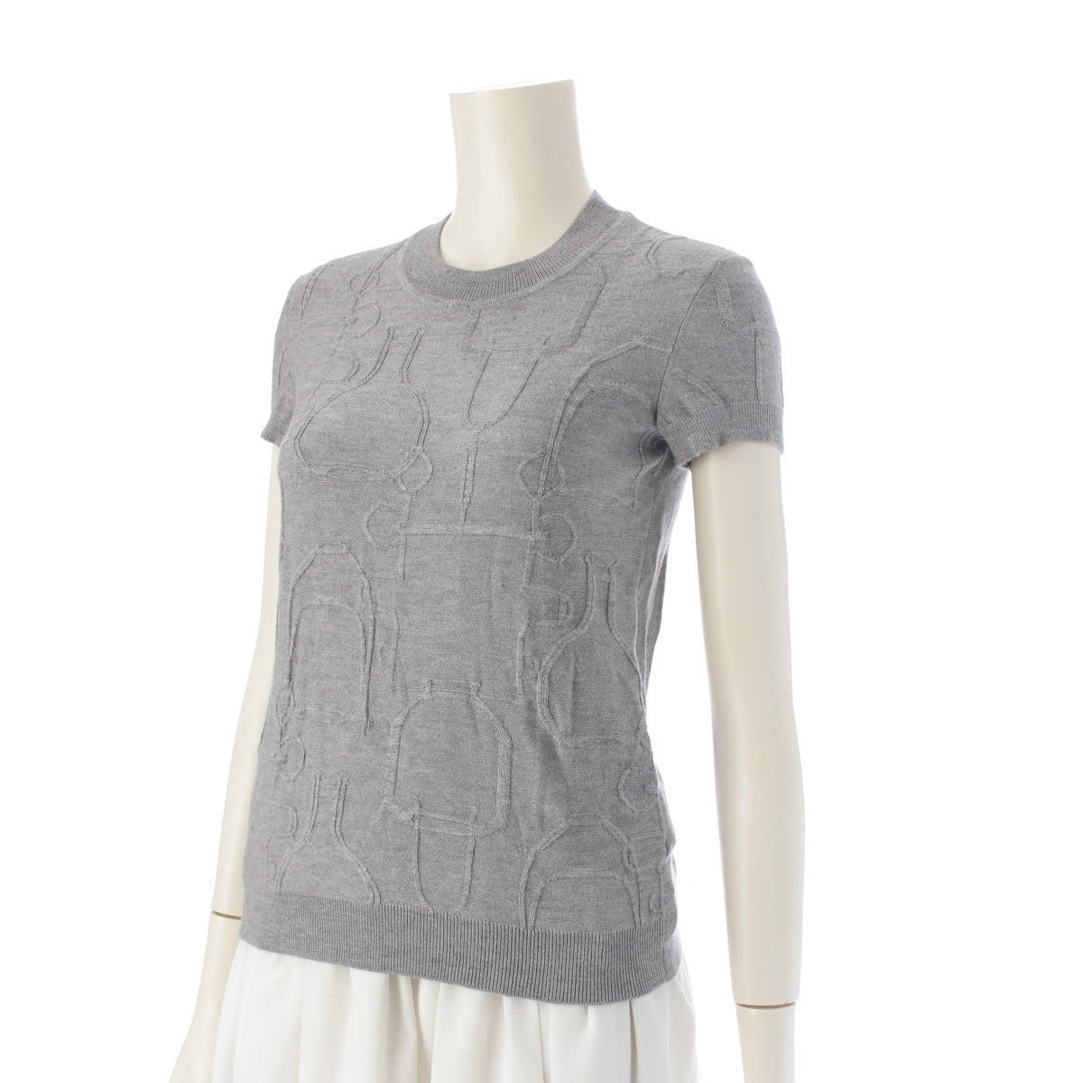 HERMES TORSADES <html>
 
 <body>
 シルク カシミヤ Short sleeve top knit gray 34