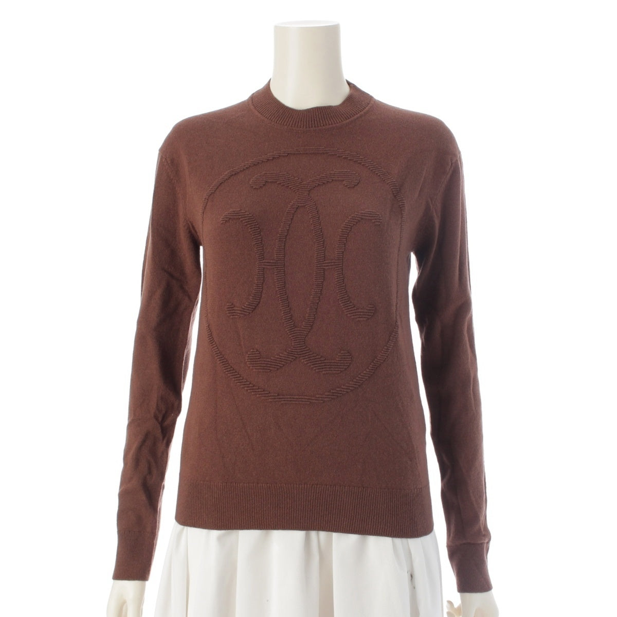 HERMES cashmere H-Lift H-Lift Knit sweater Long sleeve top 3H2653D1 Brown 34