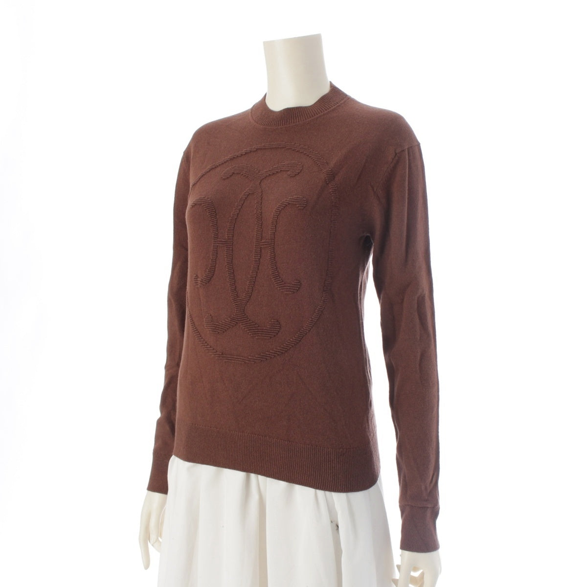 HERMES cashmere H-Lift H-Lift Knit sweater Long sleeve top 3H2653D1 Brown 34